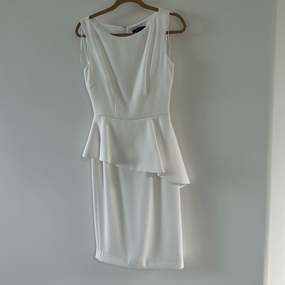 Nha Khann White Sleeveless Peplum Midi Dress Size 6